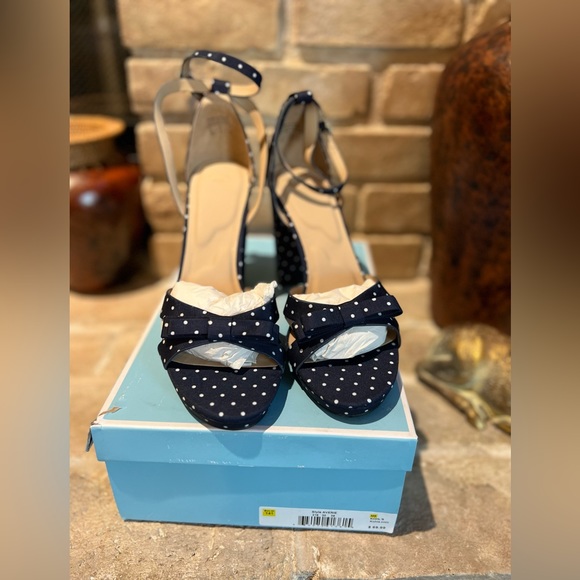 Draper James RSVP Averie, open toe heels/sandals, 3.75" heel, navy&white new - Picture 2 of 11